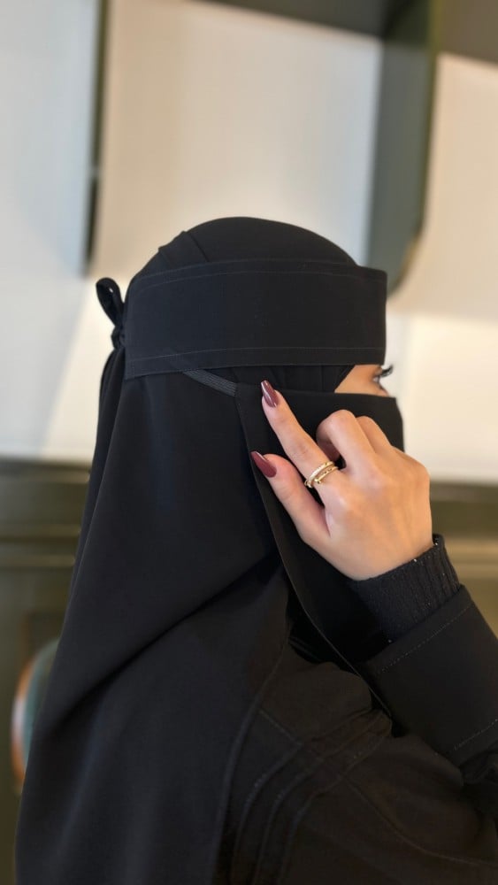 نقاب حرير مبطن حبة واحده - متجر دار البكري